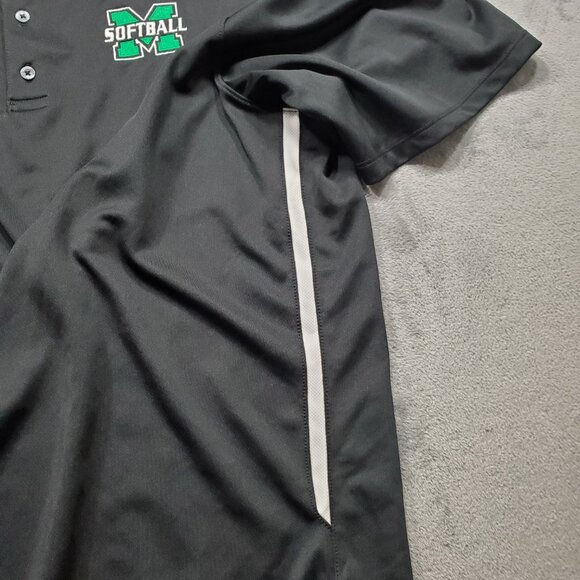 Nike Dri-Fit Performance Polo Marshall Softball Logo Black Shirt Men Sz XL - Picture 7 of 11